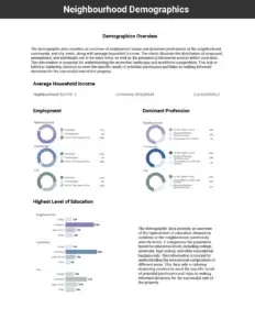 A demographic overview of neighbourhood income, employment professions, and education included in the Black Book Report